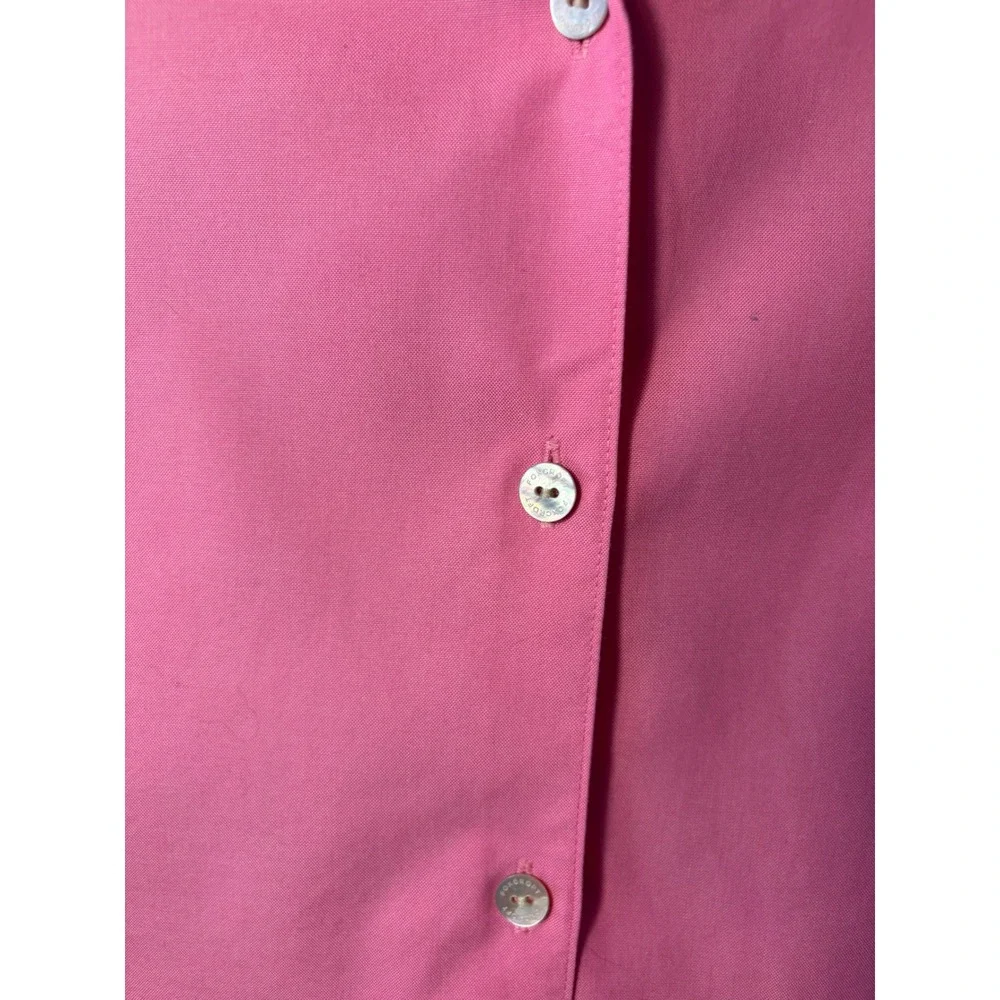 Foxcroft NYC Heritage Non-Iron Pink Cotton Button Down Tunic Shirt Pockets 12